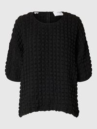 TEJIDO TEXTURADO CAMISETA 3/4, Black, highres