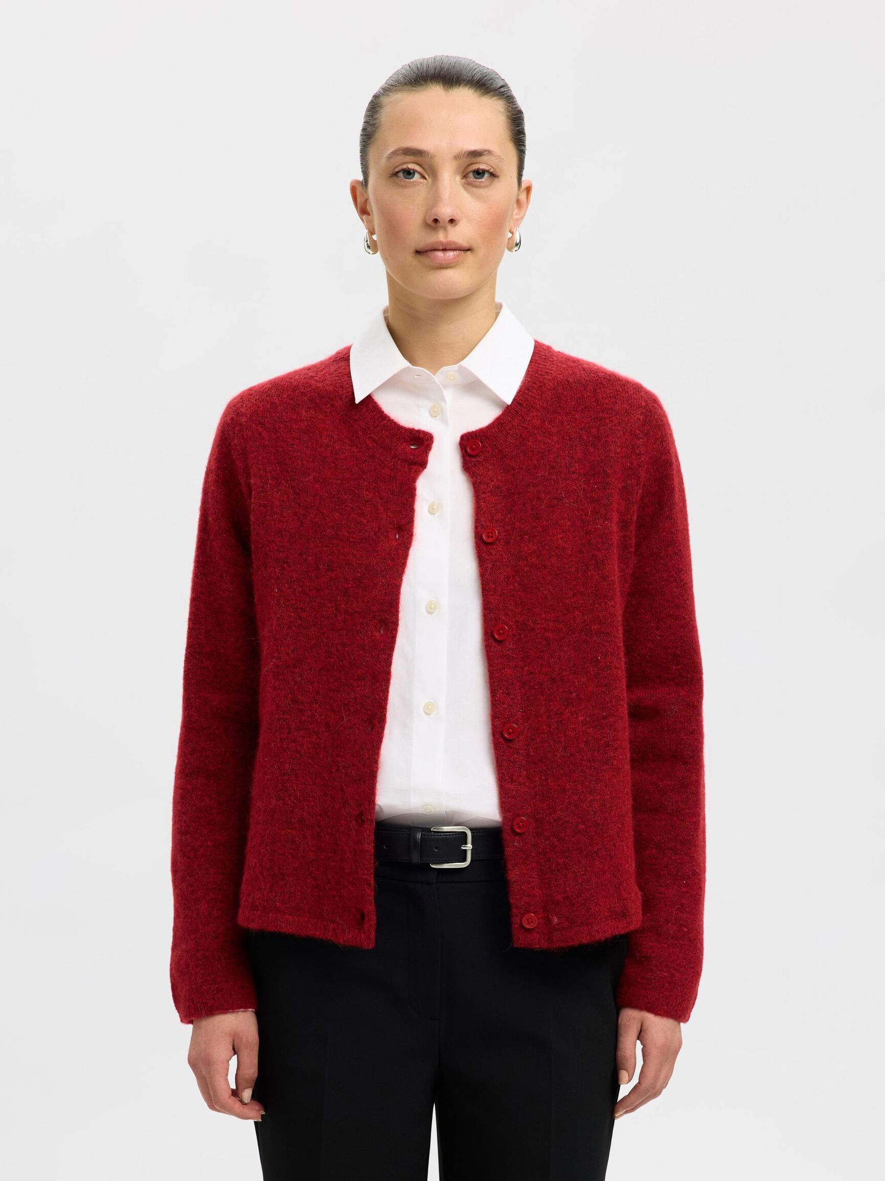 ULDBLANDING STRIKKET CARDIGAN, Equestrian Red, highres
