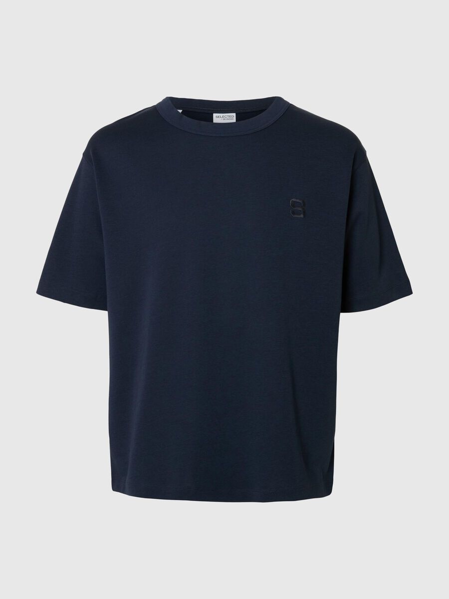 Selected RELAXED FIT T-SHIRT MIT RUNDHALSAUSSCHNITT, Outer Space, highres - 16099030_OuterSpace_001.jpg