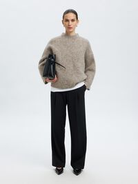 WOOL BLEND  PULLOVER, Steel Gray, highres