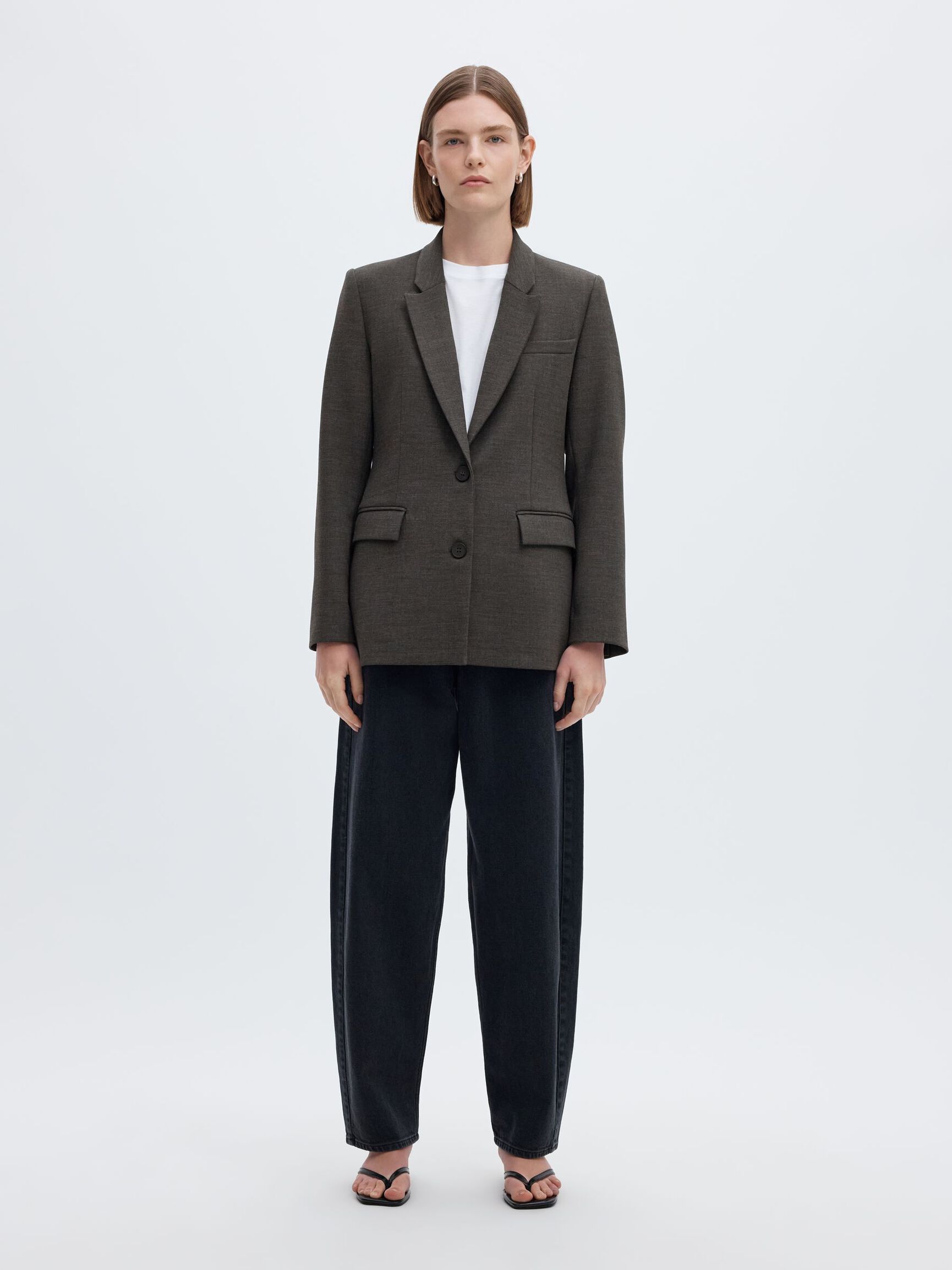 VISCOSE BLEND CLASSIC BLAZER, Dark Grey Melange, highres