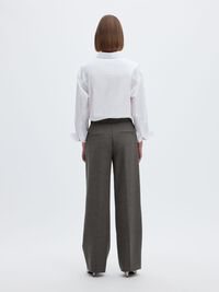VISCOSE BLEND WIDE-LEG TROUSERS, Dark Grey Melange, highres