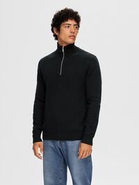 HALVE RITSSLUITING SWEATER, Black, highres