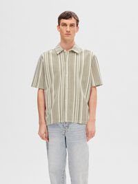 STRIPED SHORT SLEEVED SHIRT, Burnt Olive, highres