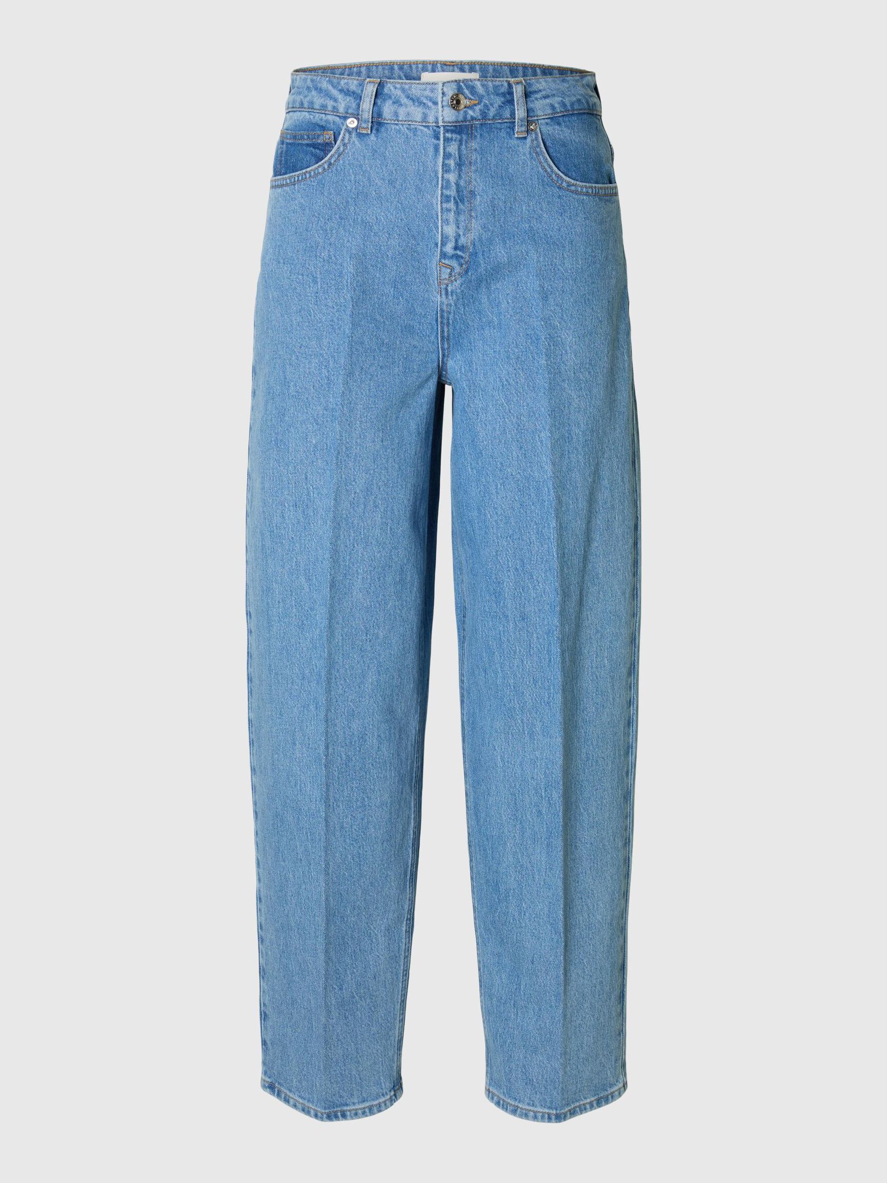 HIGH WAISTED BARREL FIT JEANS, Light Blue Denim, highres