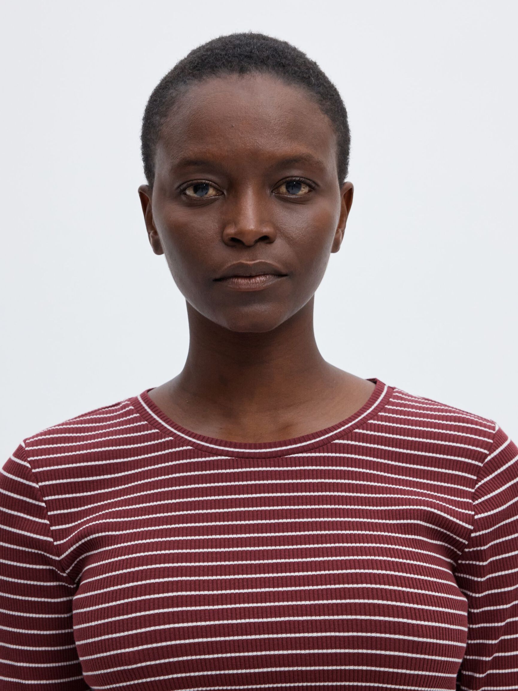 STRIPED LONG-SLEEVED T-SHIRT, Tawny Port, highres
