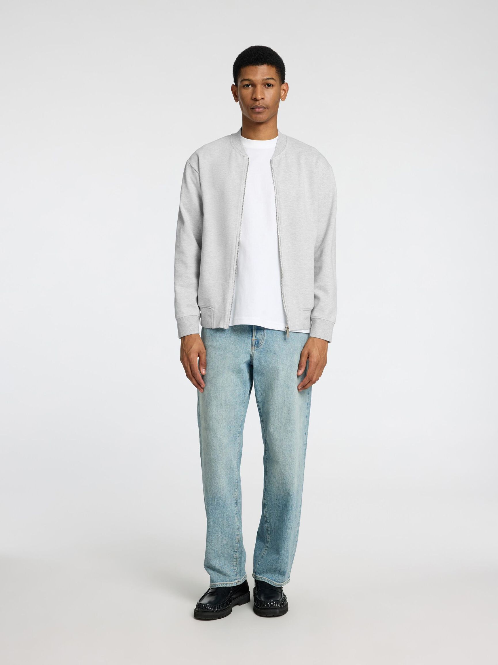 JERSEY SWEAT CARDIGAN, Light Grey Melange, highres