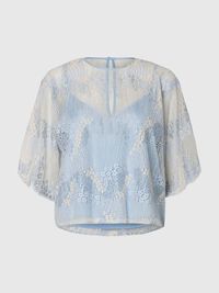 LACE CROPPED TOP, Cashmere Blue, highres