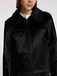 100% COW LEATHER JACKET, Black, highres