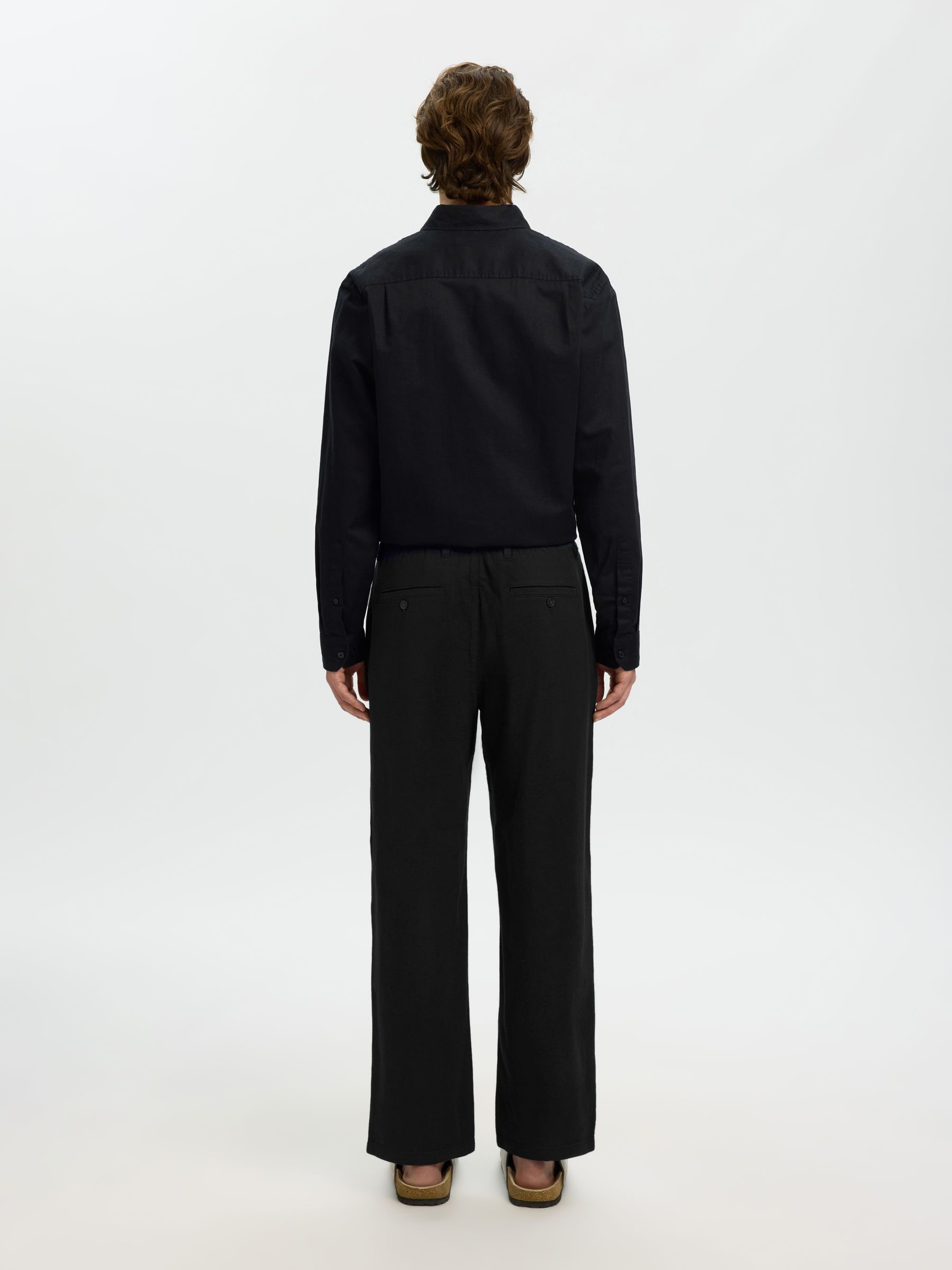 220 LOOSE FIT LINEN-BLEND TROUSERS, Black, highres