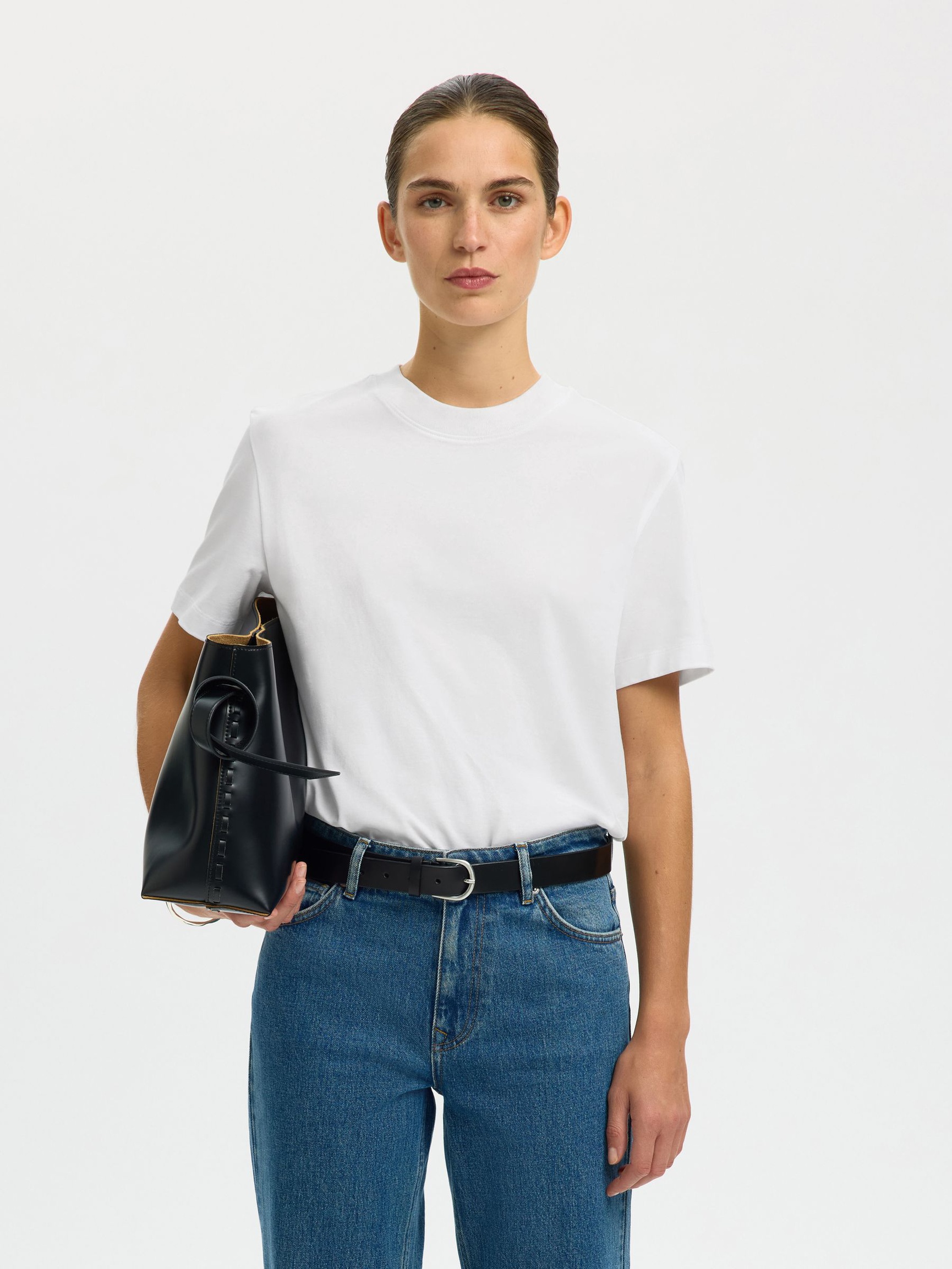 MOCK-NECK T-SHIRT, Bright White, highres