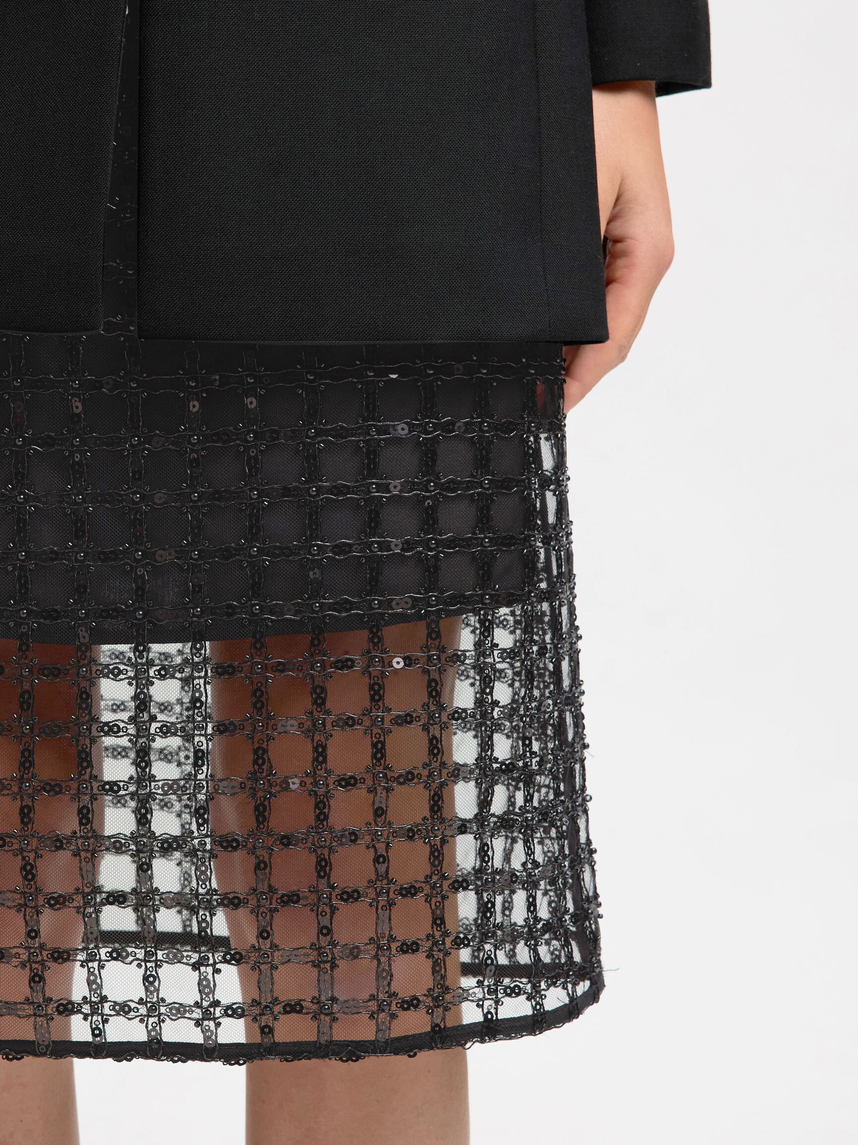 SEQUIN MIDI SKIRT, Black, highres