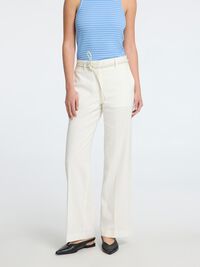 TAILORED WIDE-LEG TROUSERS, Bright White, highres