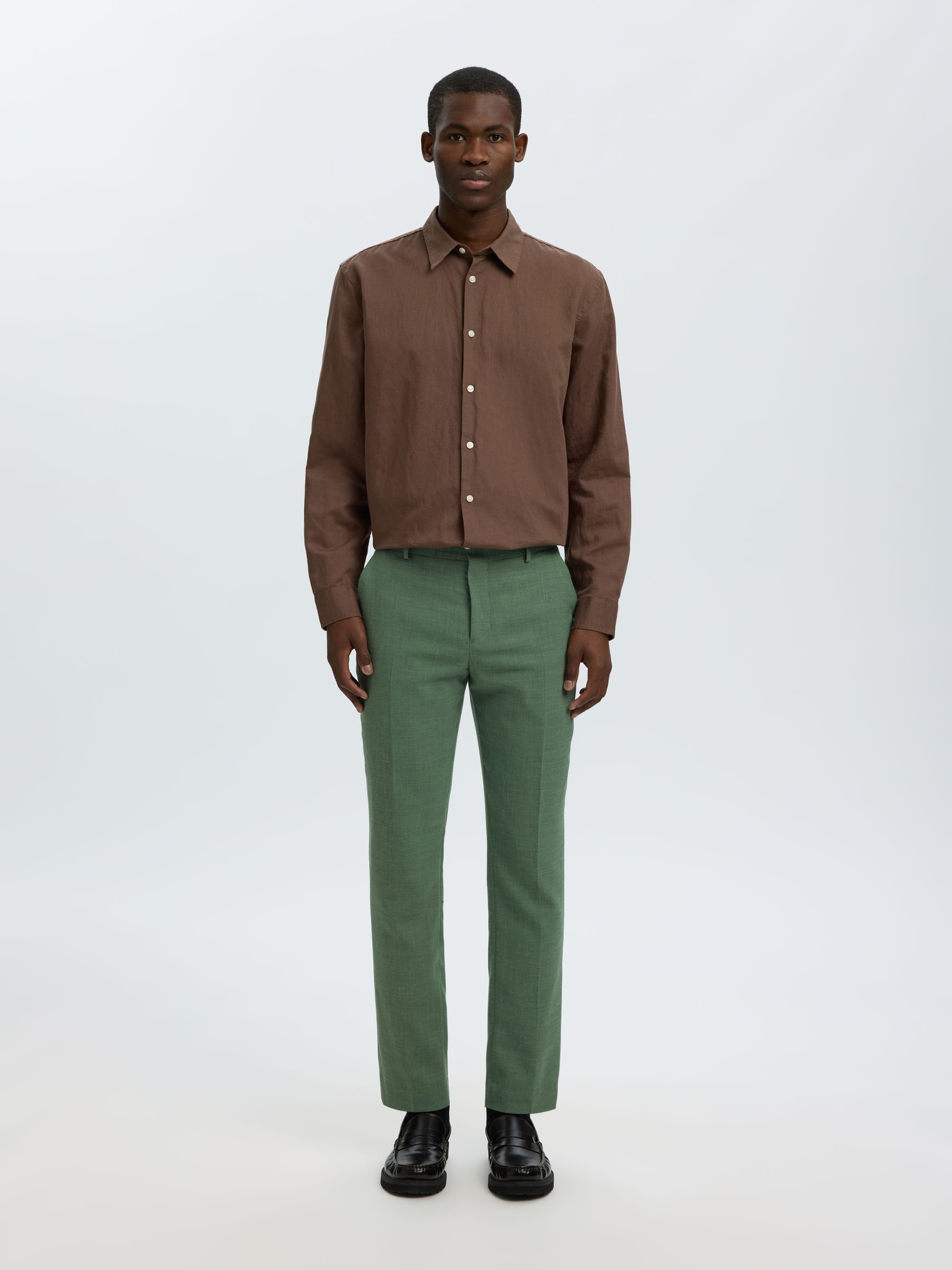 SLIM FIT ANZUGHOSE, Olive Green, highres