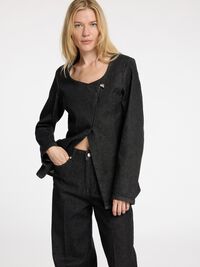 DENIM BLAZER, Black Denim, highres