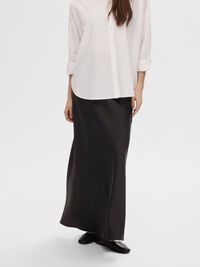 SATIN MAXI SKIRT, Black, highres