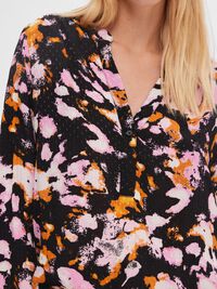 BEDRUKT SHIRT MET LANGE MOUWEN, Black, highres