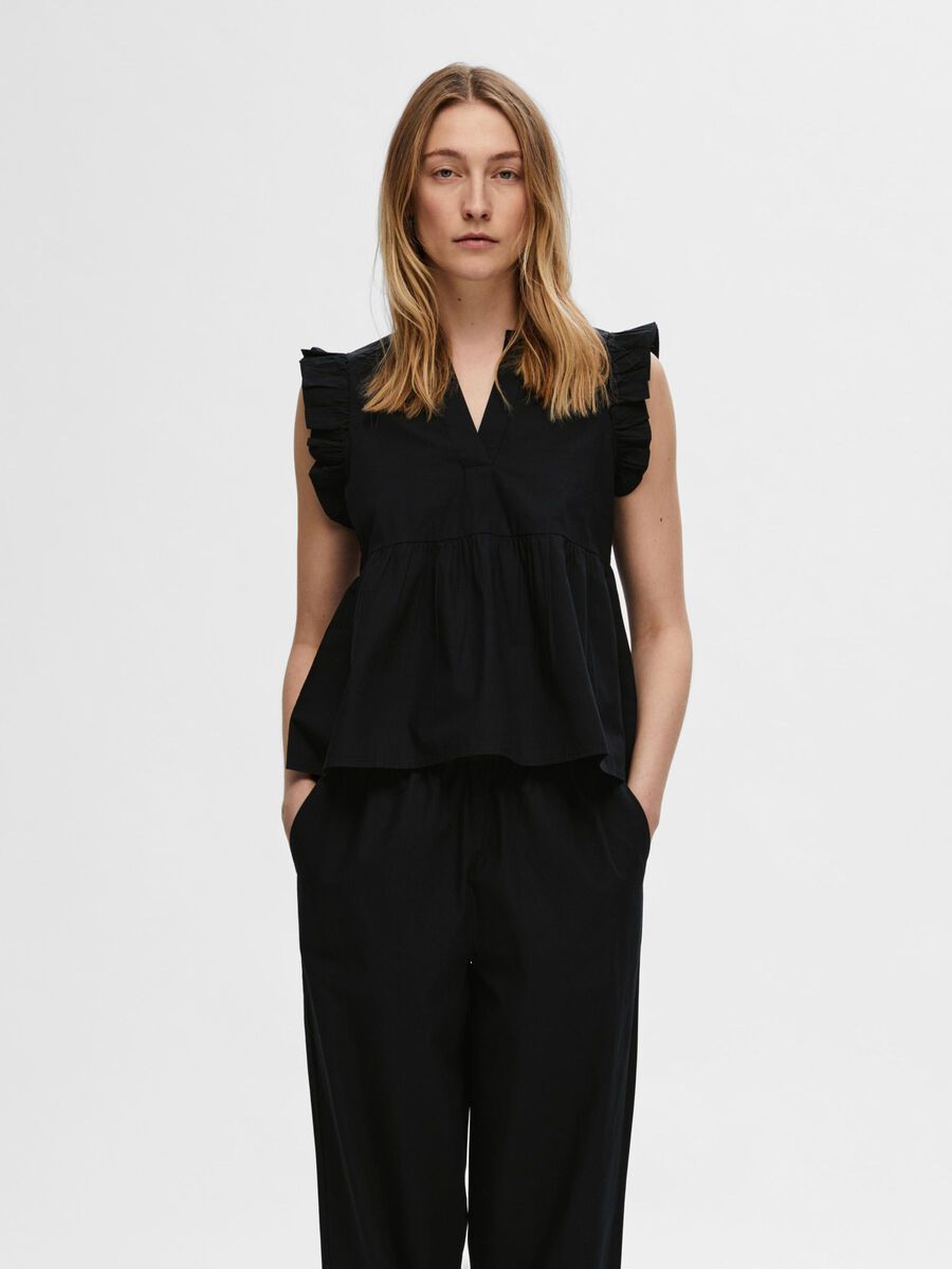 Selected RUFFLED TOP, Black, highres - 16094350_Black_003.jpg