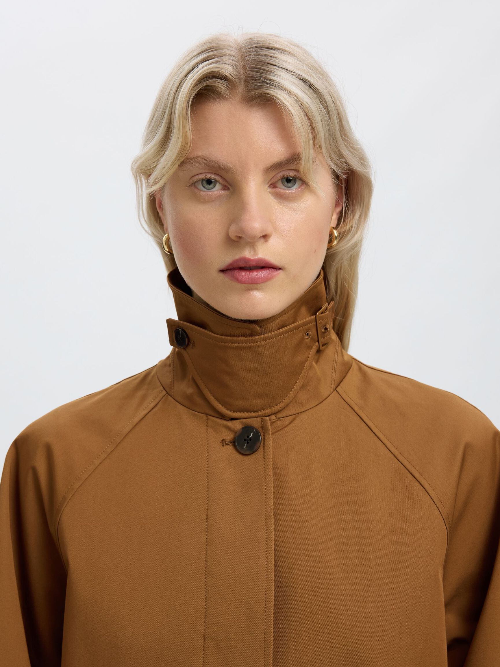 COTTON LONG COAT, Toffee, highres