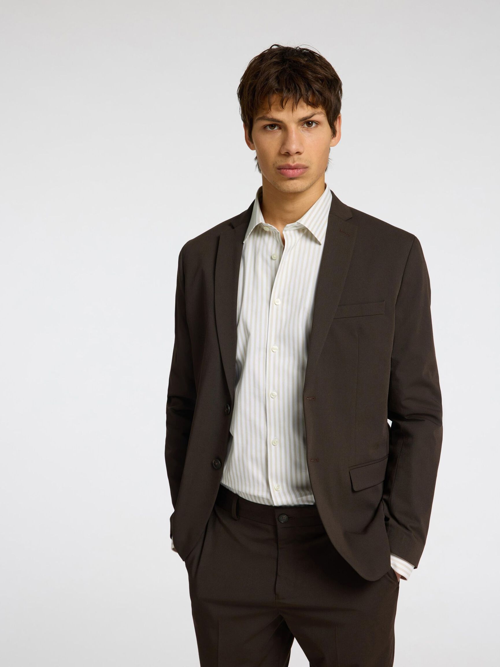 SLIM FIT HEMD, Sand, highres