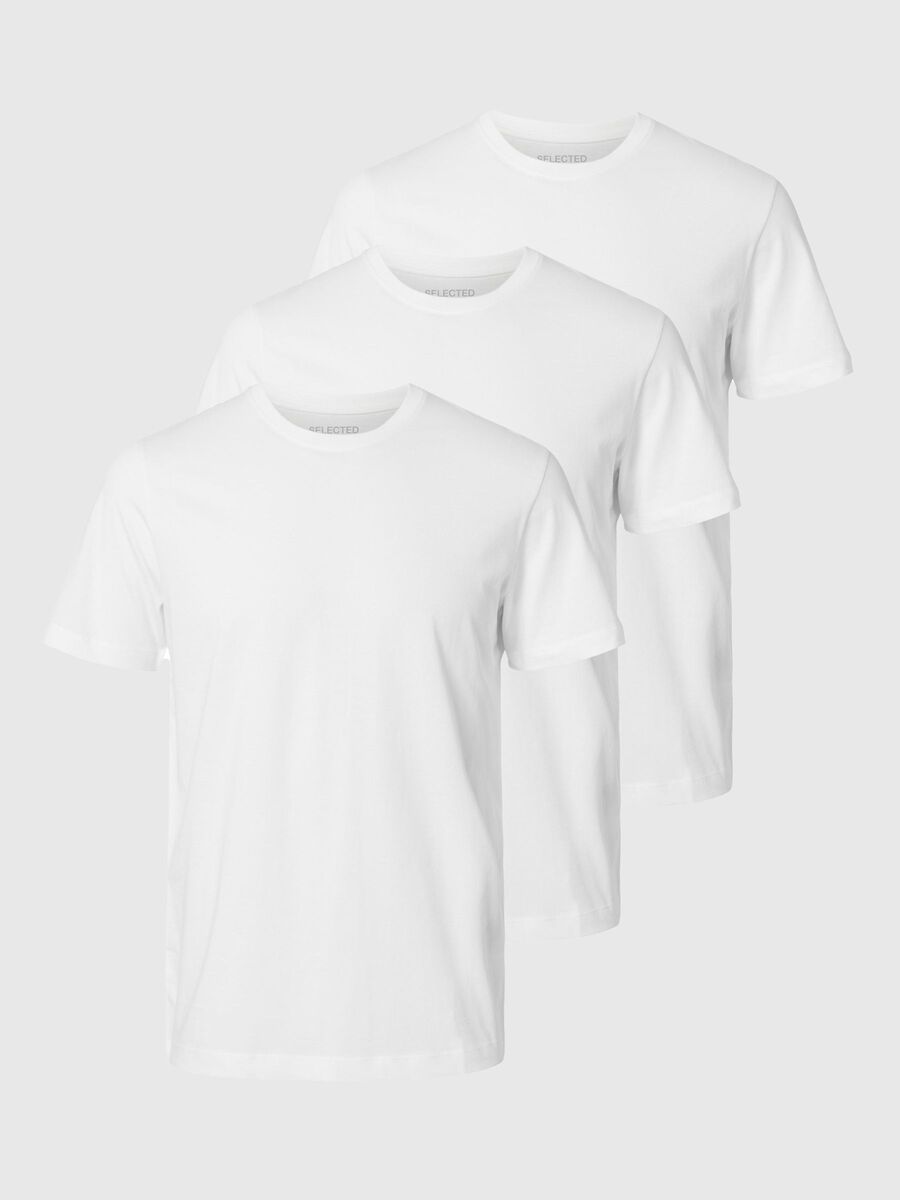 Selected 3ER-PACK BAUMWOLL T-SHIRT, Bright White, highres - 16094134_BrightWhite_001.jpg