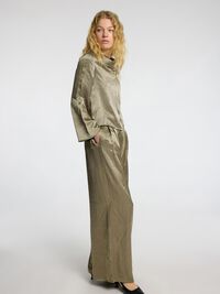 EXTRA WIJD SATIJNEN BROEK, Vetiver, highres