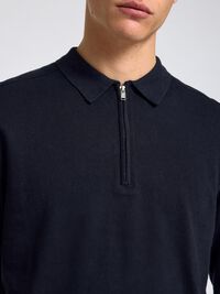 GEBREIDE POLO MET LANGE MOUWEN, Navy Blazer, highres