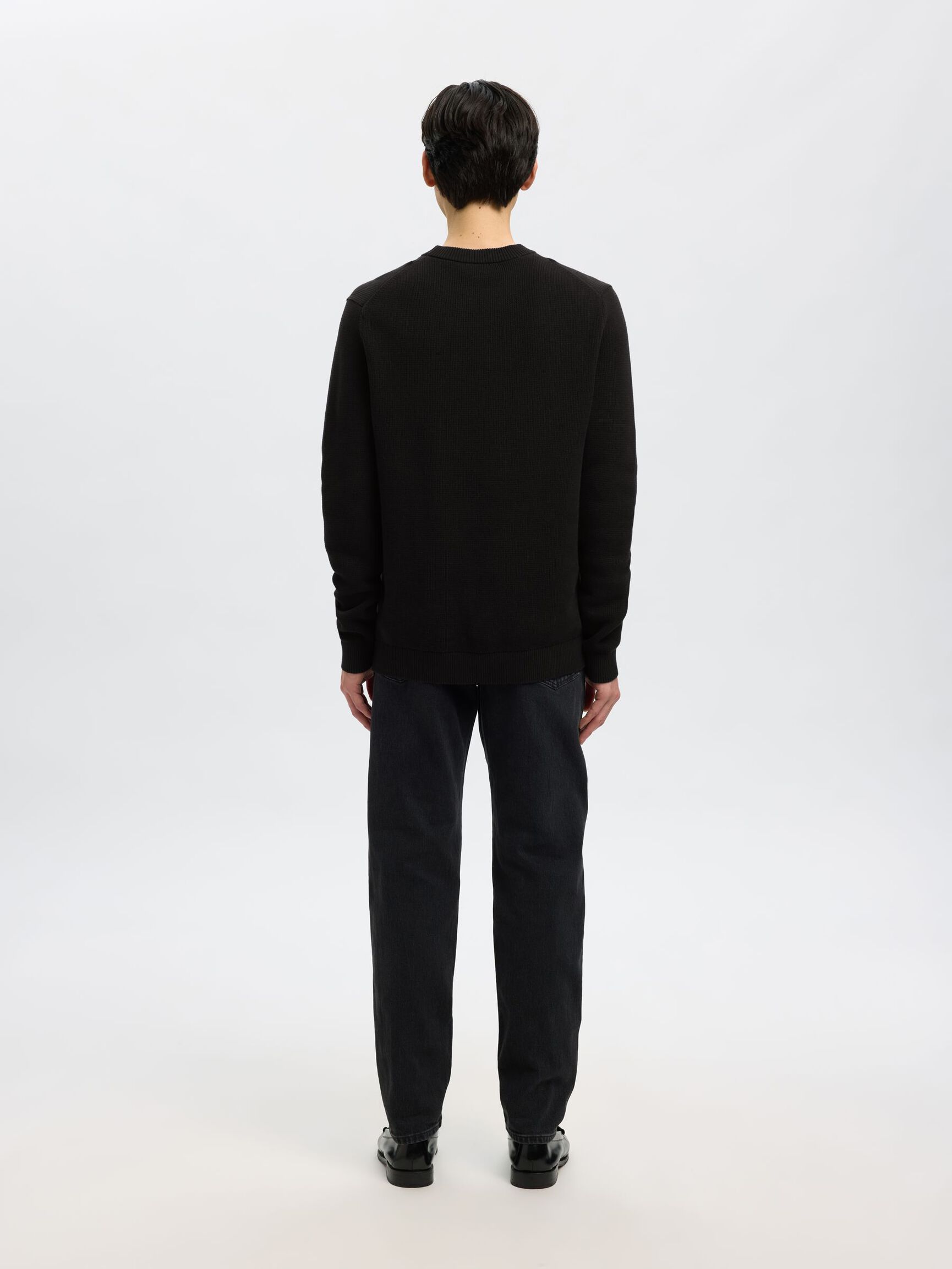 RONDE HALS SWEATER, Black, highres
