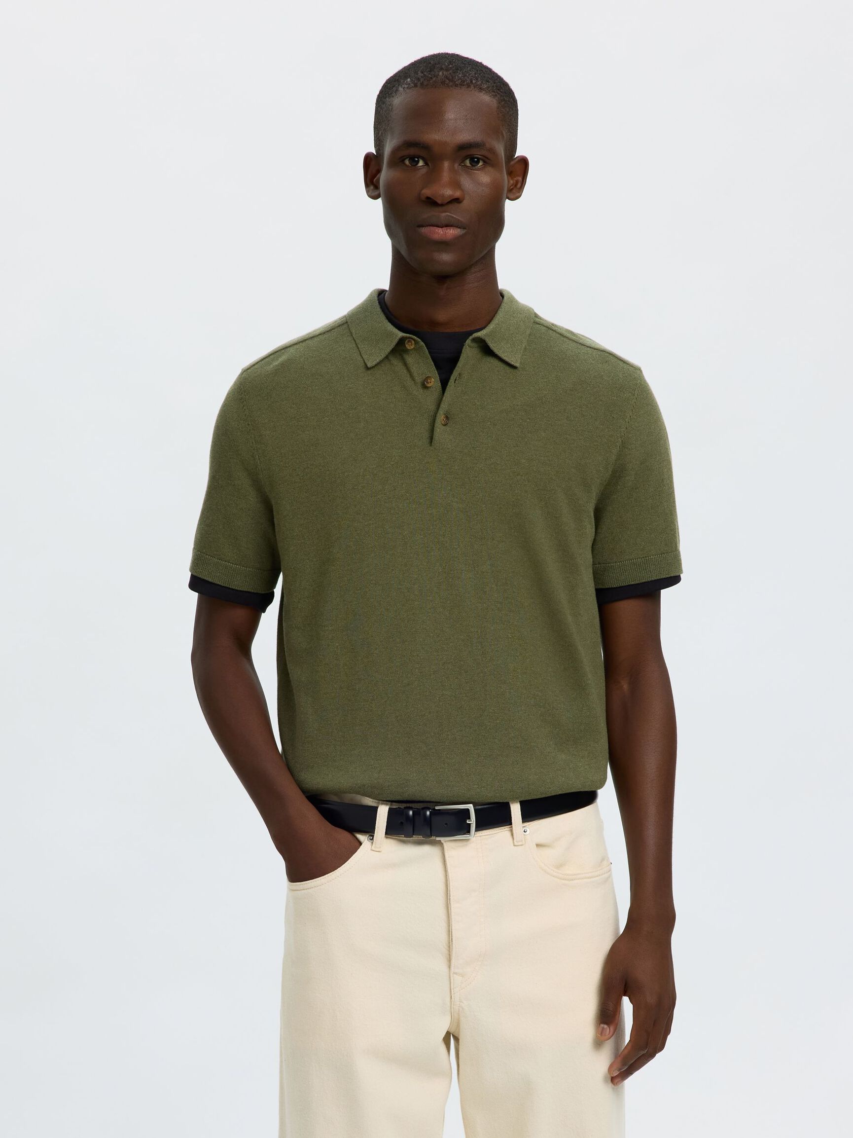 KNITTED POLO SHIRT, Kalamata, highres