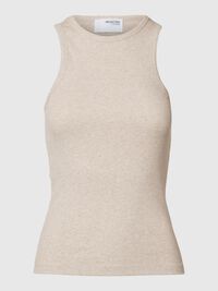 RIBBED TANK TOP, Oatmeal, highres