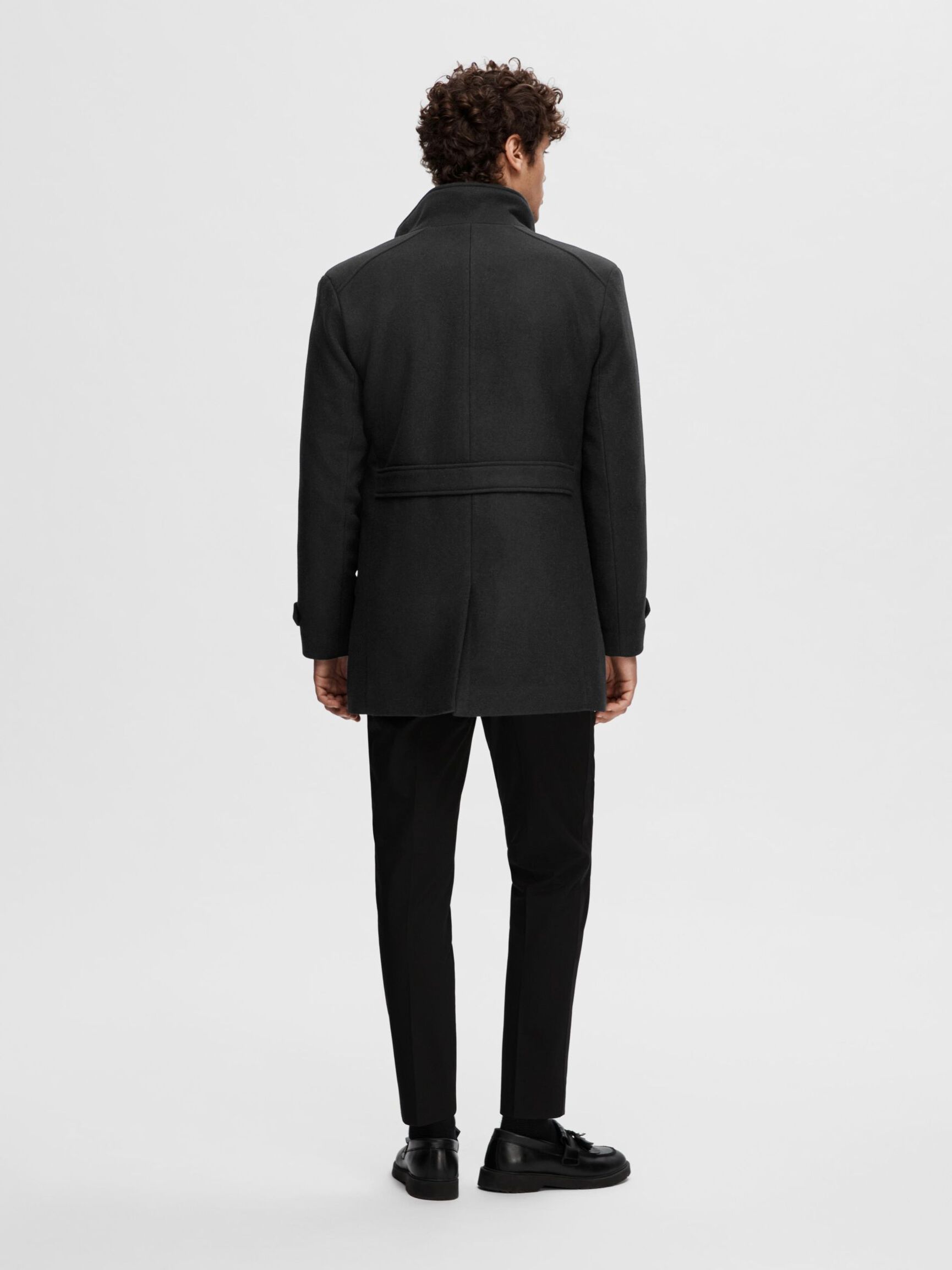 LAINE MÉLANGÉE MANTEAU, Black, highres