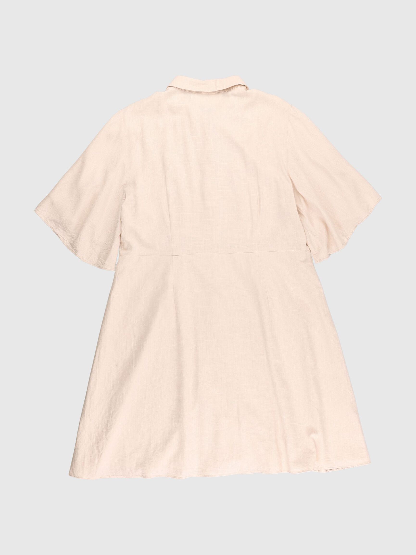 CASUAL LINEN BLEND SHIRT DRESS, Sandshell, highres
