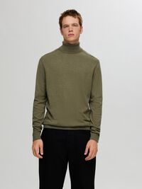 LONG-SLEEVED ROLL NECK PULLOVER, Kalamata, highres