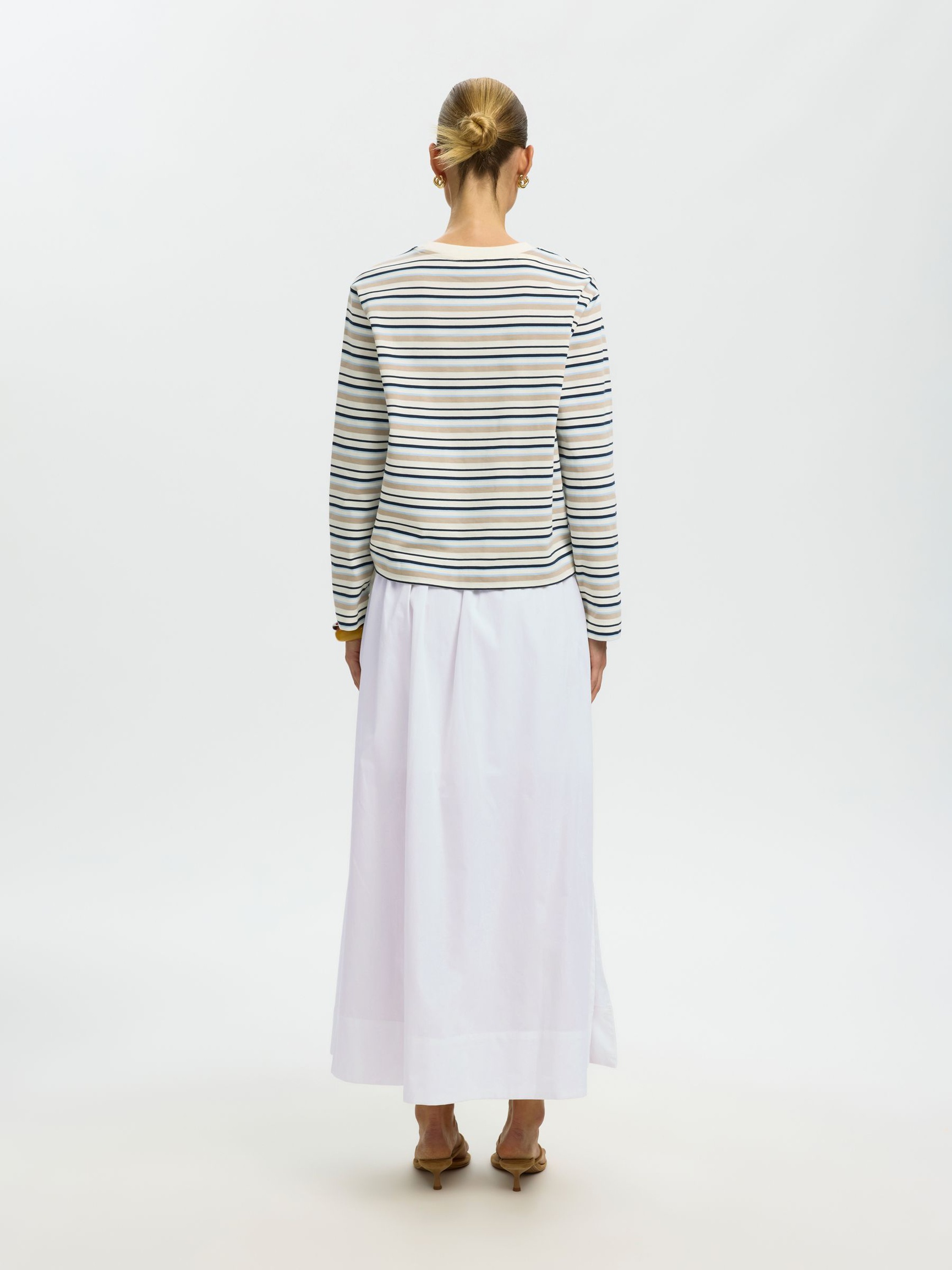 COTTON MAXI SKIRT, Bright White, highres