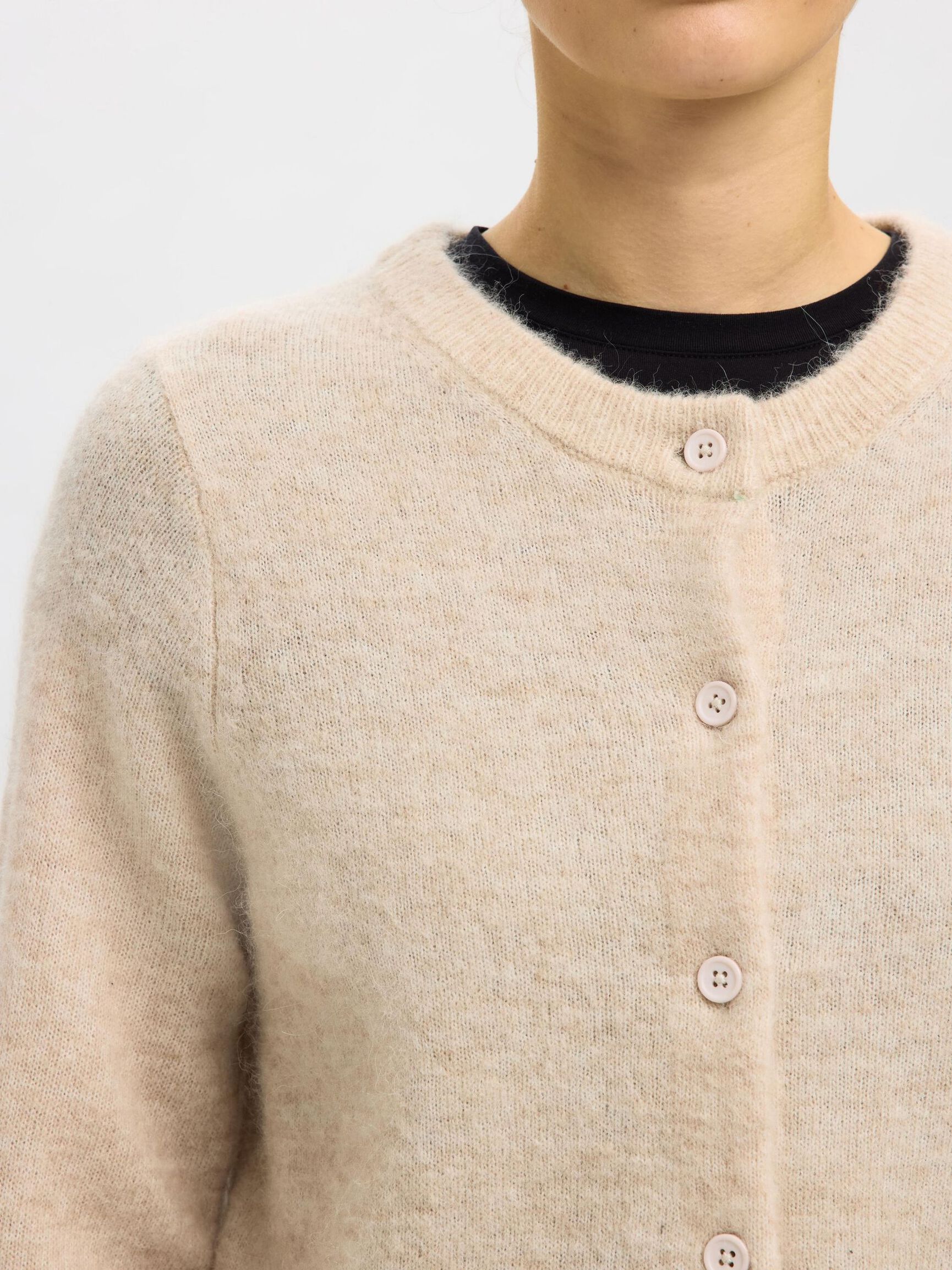 ULDBLANDING STRIKKET CARDIGAN, Birch, highres