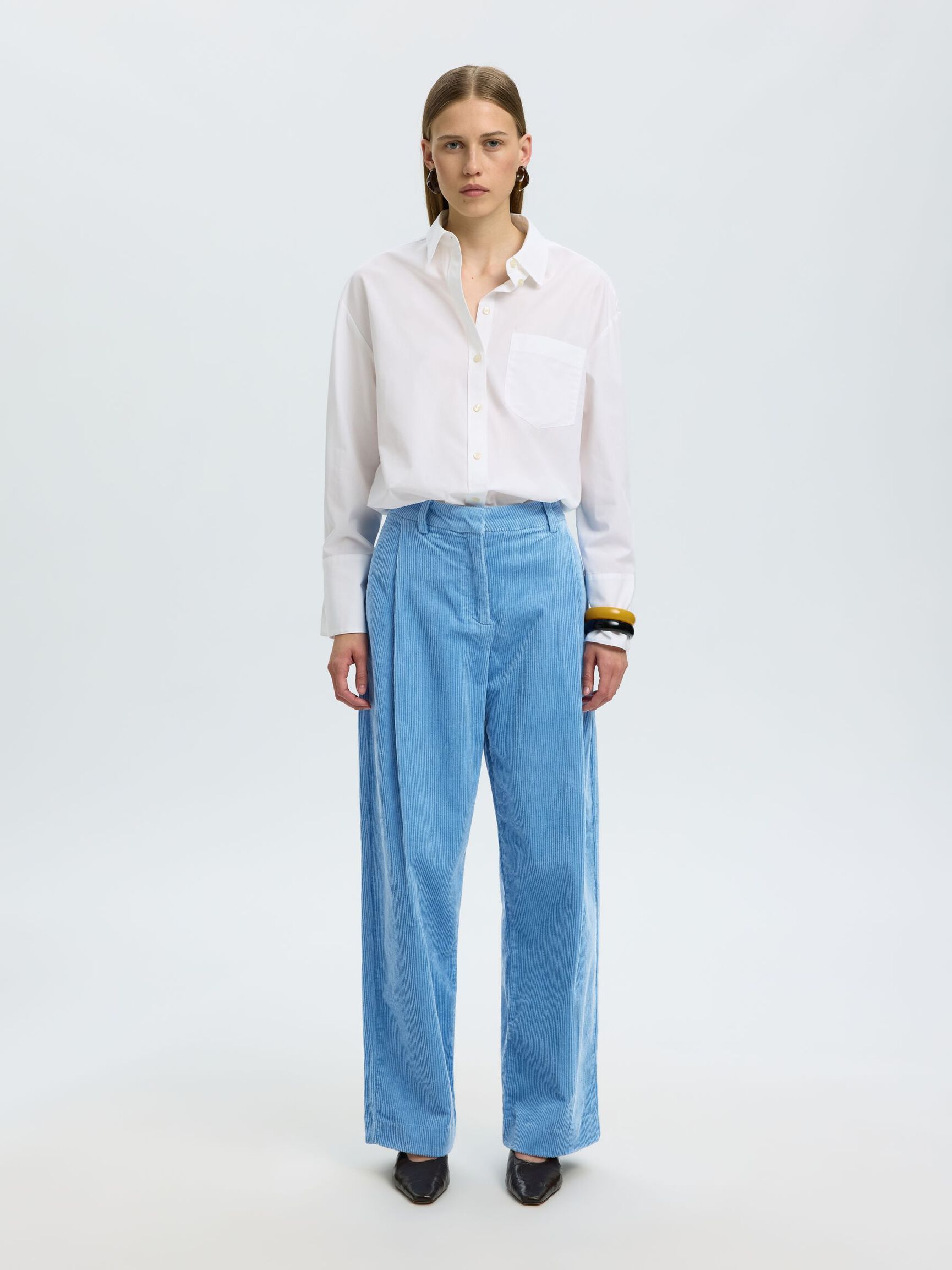 RELAXED FIT CORDUROY TROUSERS, Blissful Blue, highres