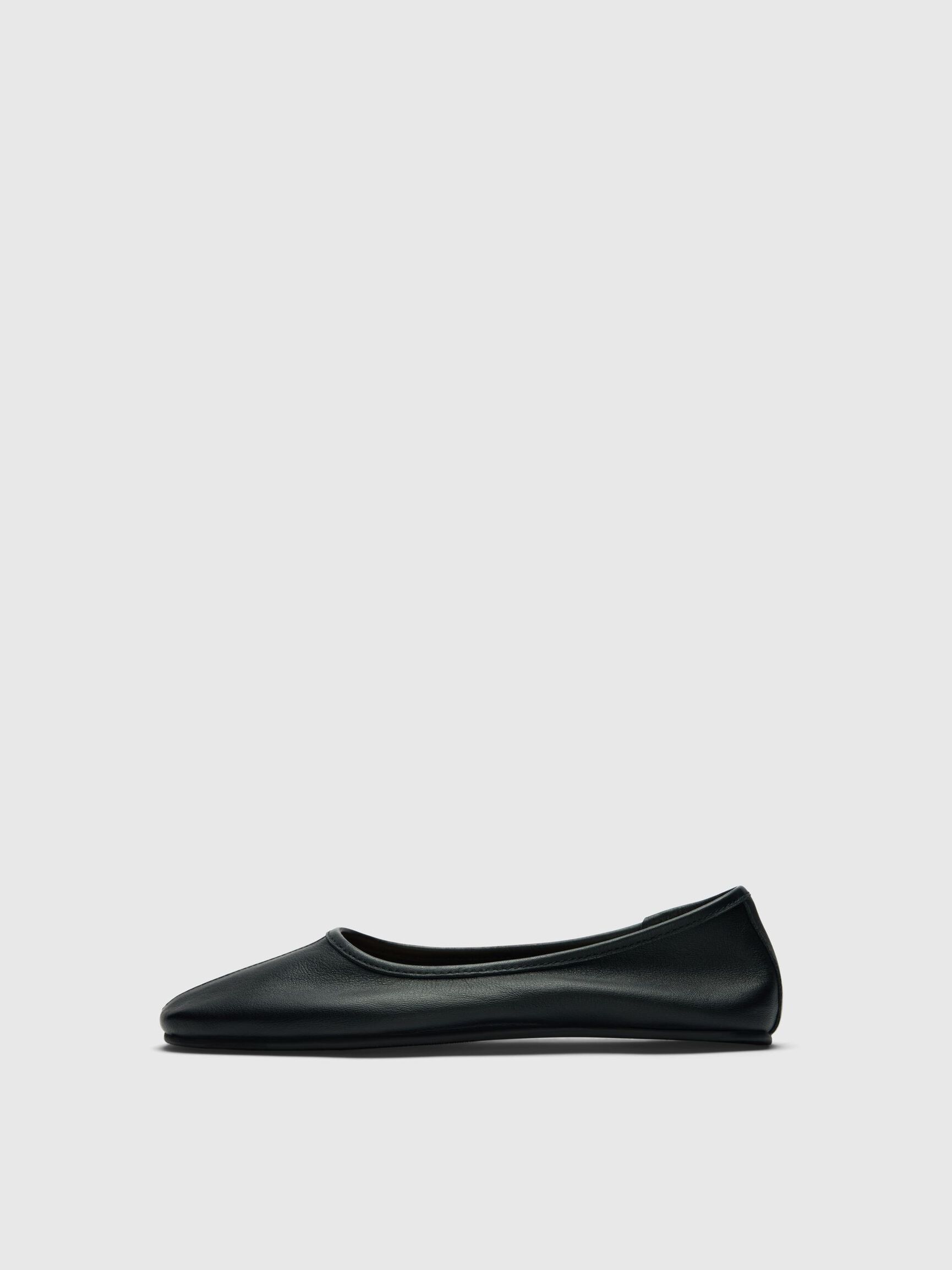 LEATHER BALLET FLATS, Black, highres