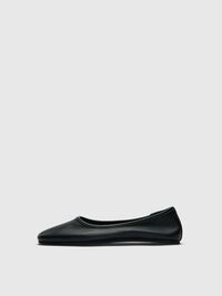 LEATHER BALLET FLATS, Black, highres