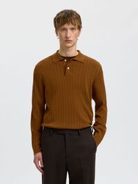 COTTON KNITTED POLO SHIRT, Monks Robe, highres