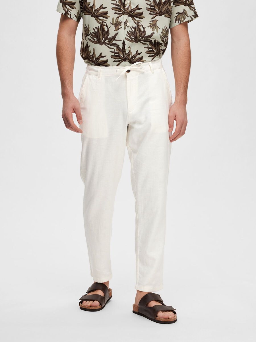 Selected SLIM TAPERED LINEN BLEND TROUSERS, Cloud Dancer, highres - 16087636_CloudDancer_003.jpg