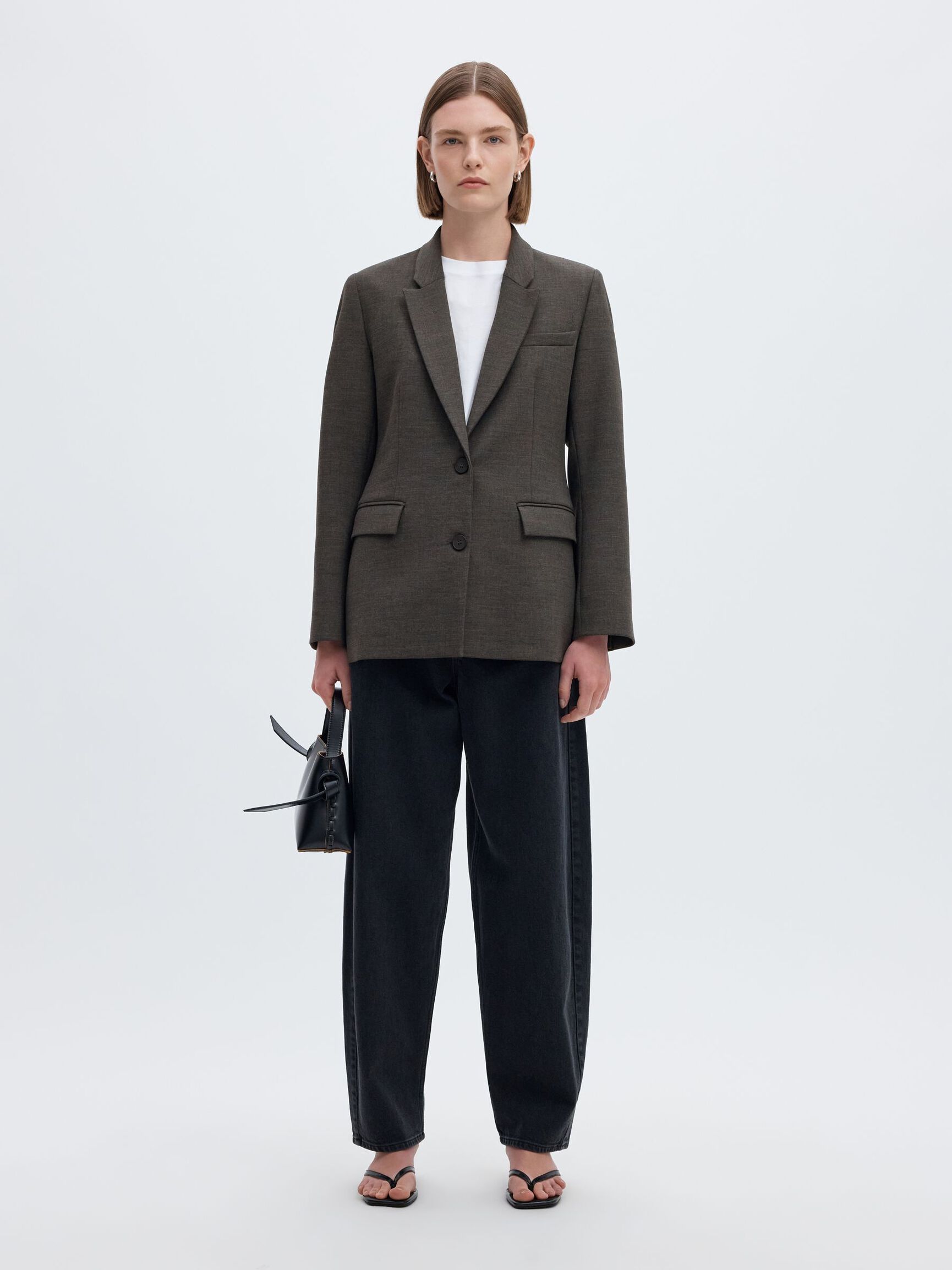 VISCOSE BLEND CLASSIC BLAZER, Dark Grey Melange, highres