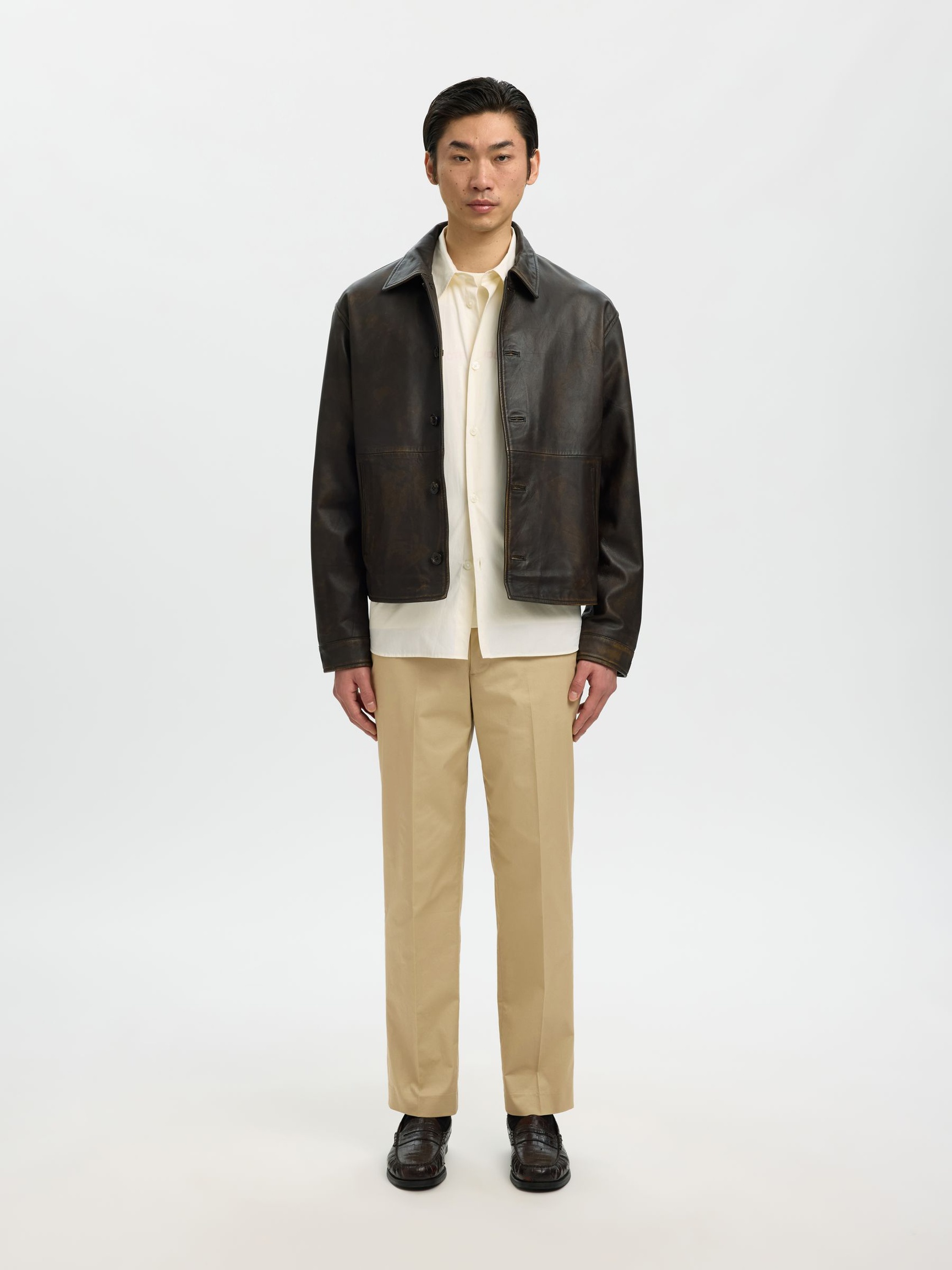 COUPE CLASSIQUE EN COTON PANTALON, Chinchilla, highres