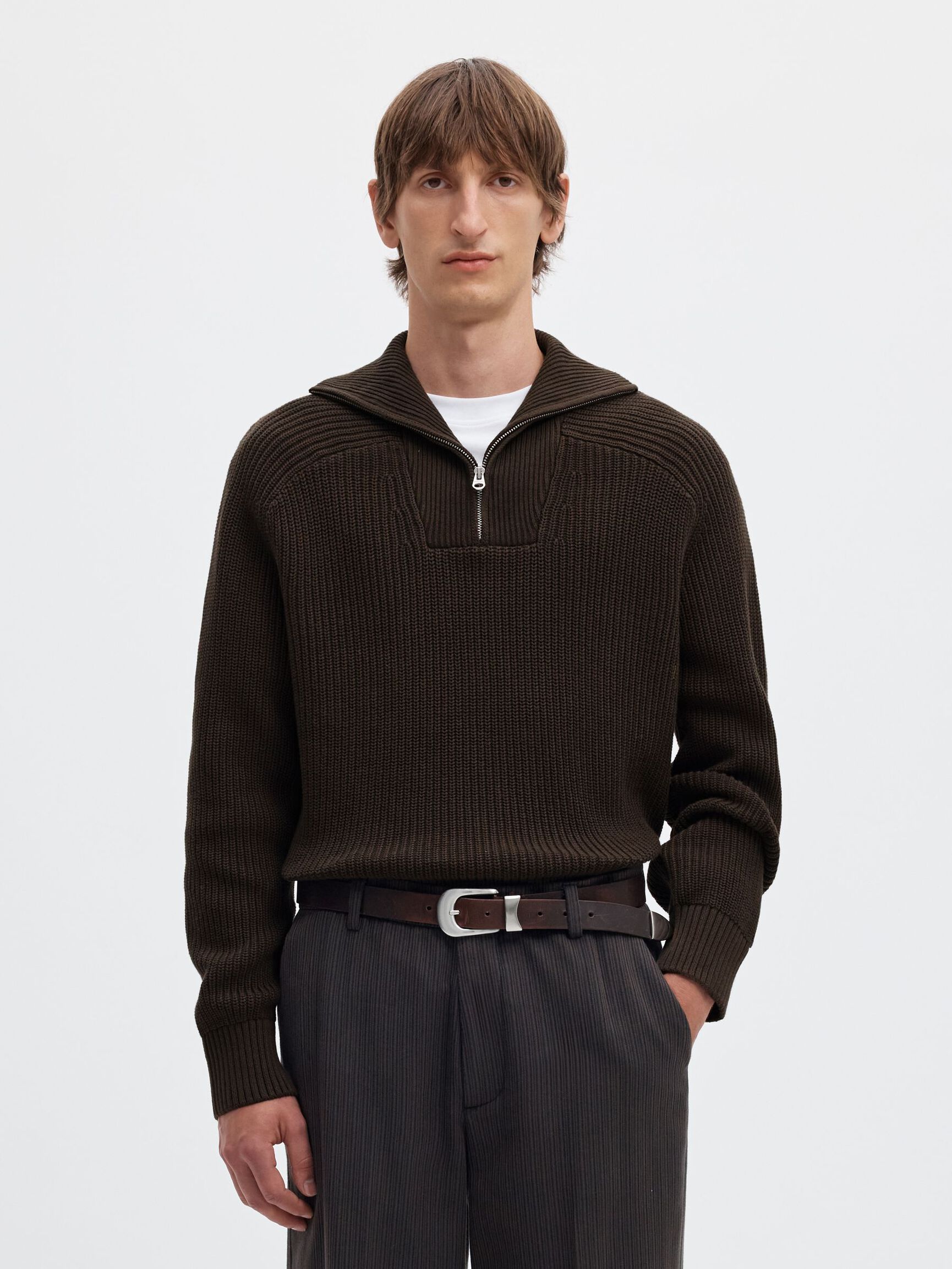 RIBBED ORGANIC COTTON HALF-ZIP JUMPER, Delicioso, highres