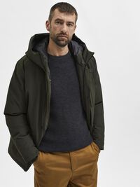 CREW NECK KNITTED PULLOVER, Peat, highres