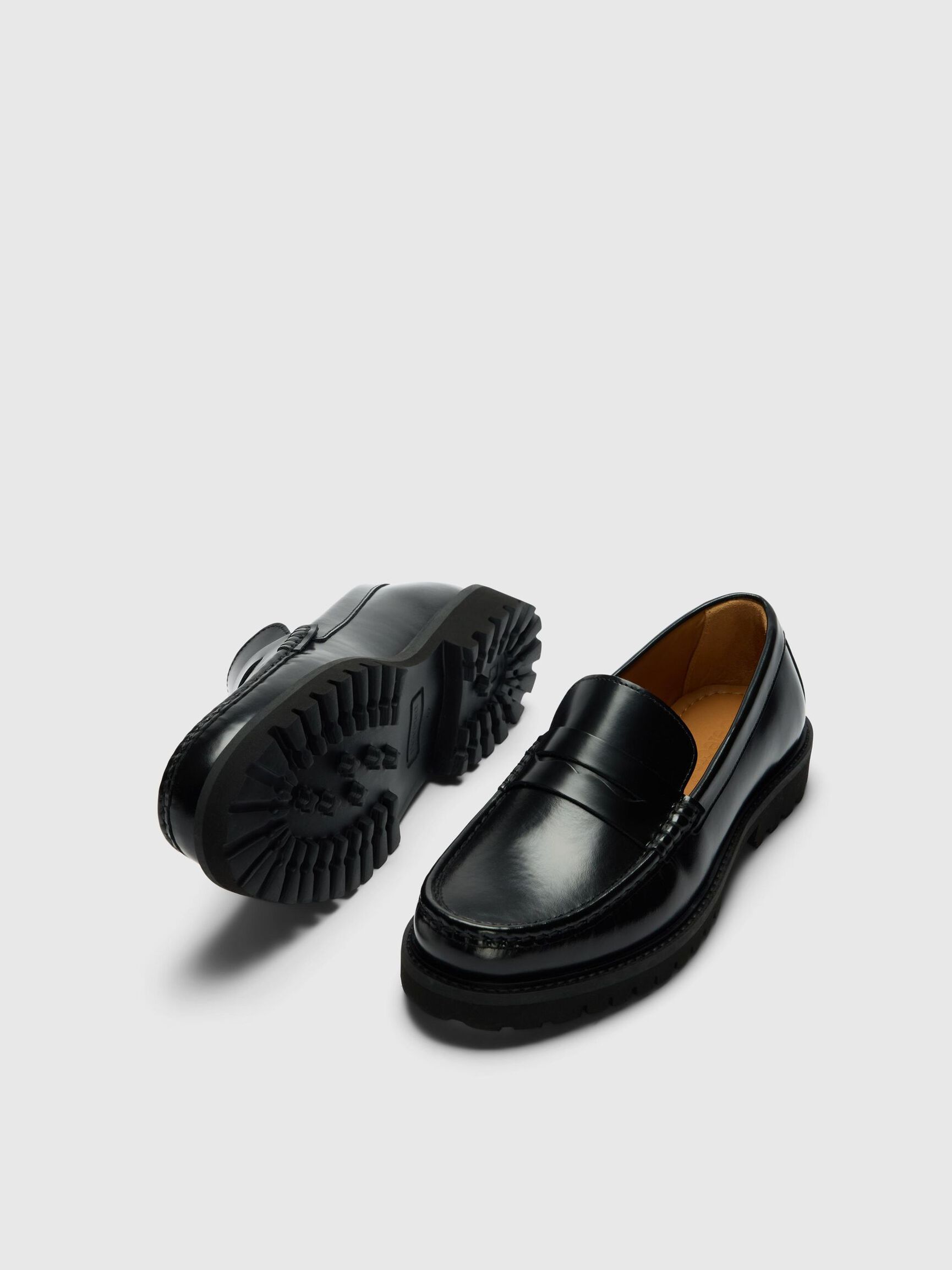 LEER PENNY LOAFERS, Black, highres