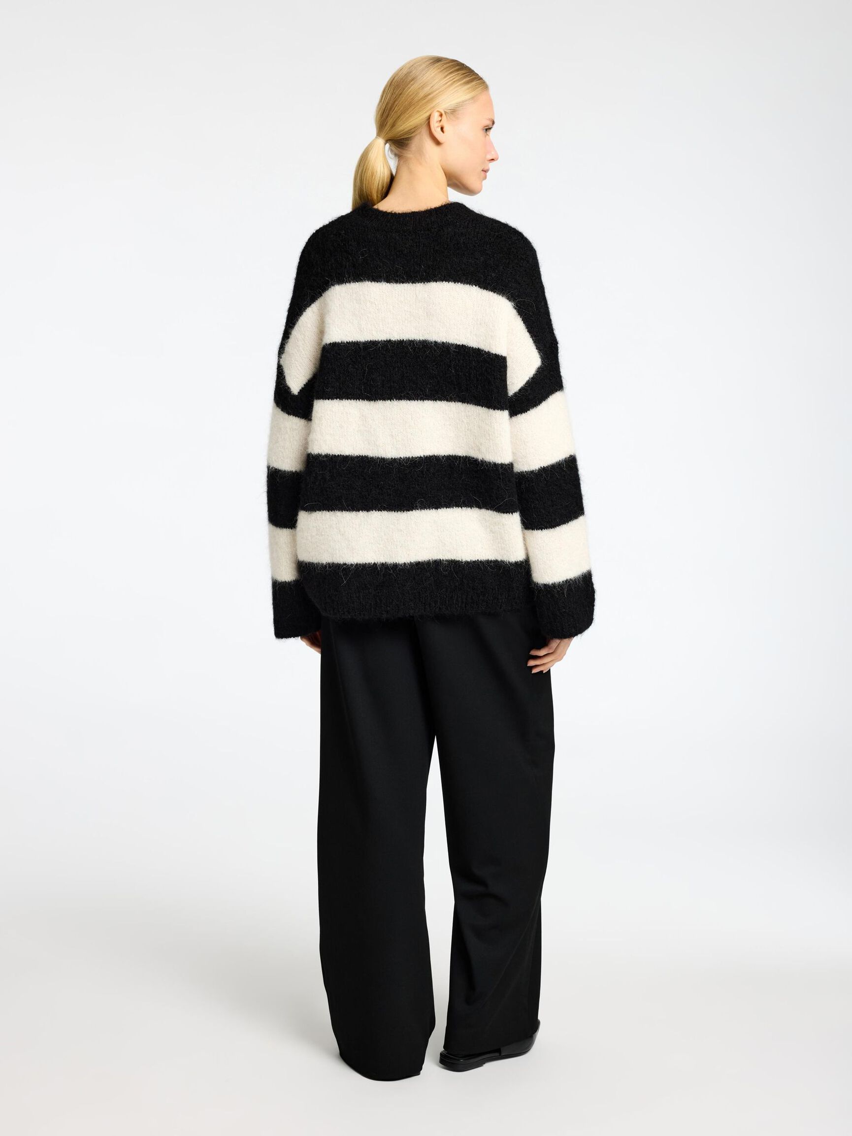 OVERSIZED WOOL BLEND JUMPER, Black, highres