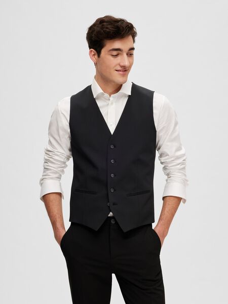 Selected VISCOSE BLEND SLIM FIT  WAISTCOAT, Black, highres - 16089406_Black_003.jpg