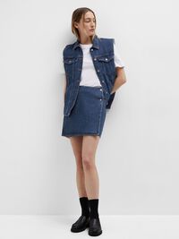 DENIM WRAP SKIRT, Medium Blue Denim, highres