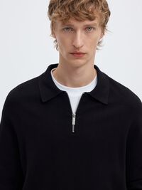 HALF ZIP PULLOVER, Black, highres