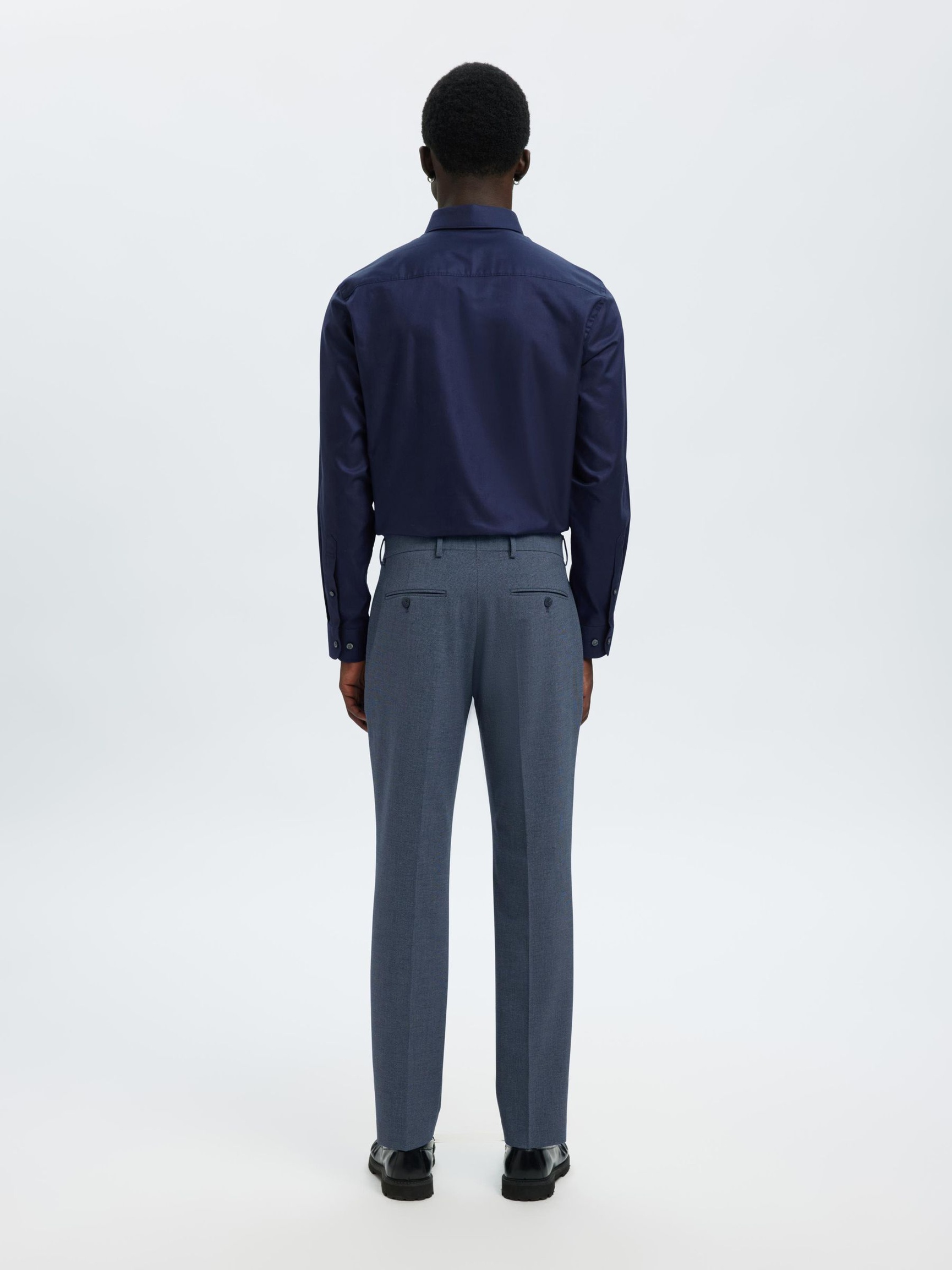 VISCOSE BLEND SLIM FIT SUIT TROUSERS, Dark Blue, highres